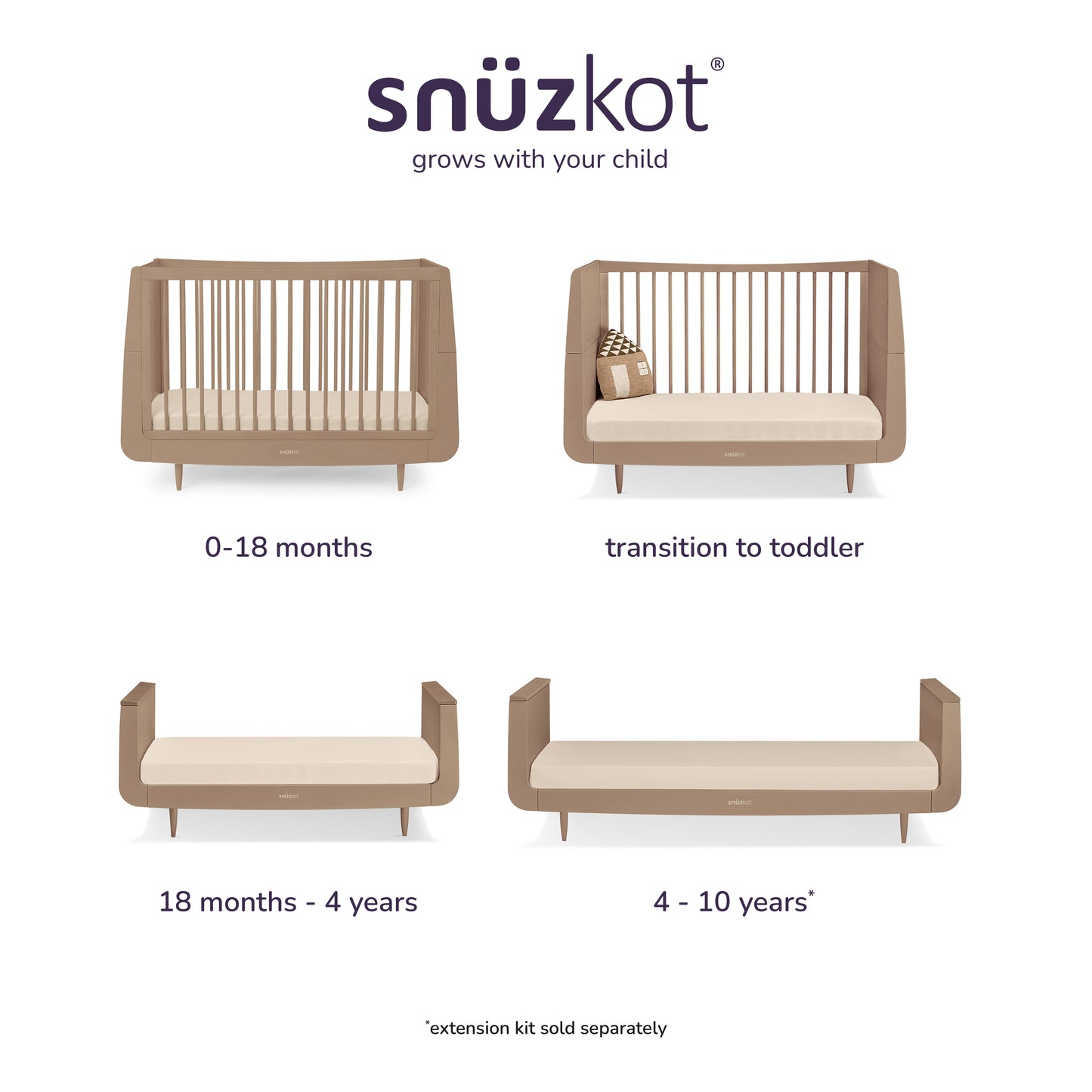 SnuzKot Skandi Cot Bed - Mocha