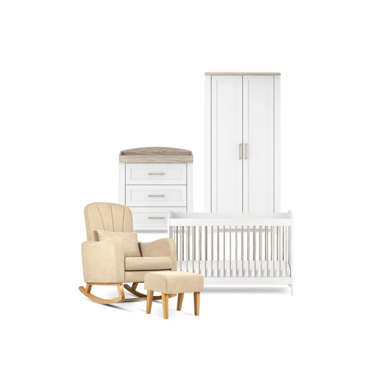 Silver Cross Valencia 4 Piece Nursery Set (Cot Bed, Dresser & Wardrobe & Nursing Chair)