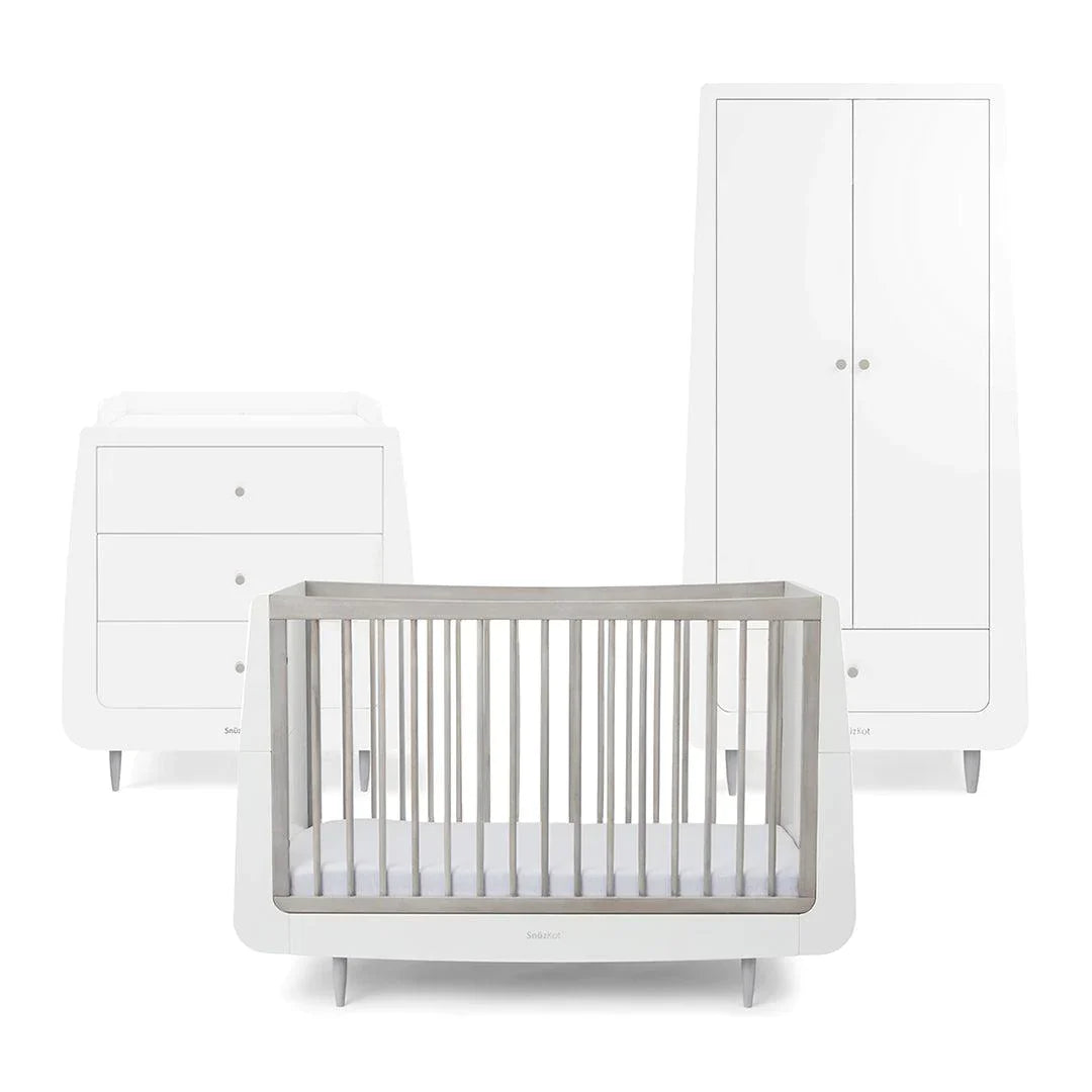 SnuzKot Skandi - The Natural Edit - 3 Piece Nursery Furniture Set - Silver Birch