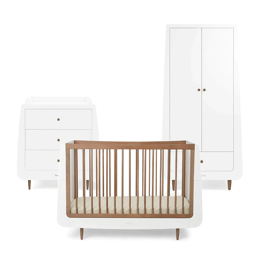 SnuzKot Skandi - The Natural Edit - 3 Piece Nursery Furniture Set - Walnut