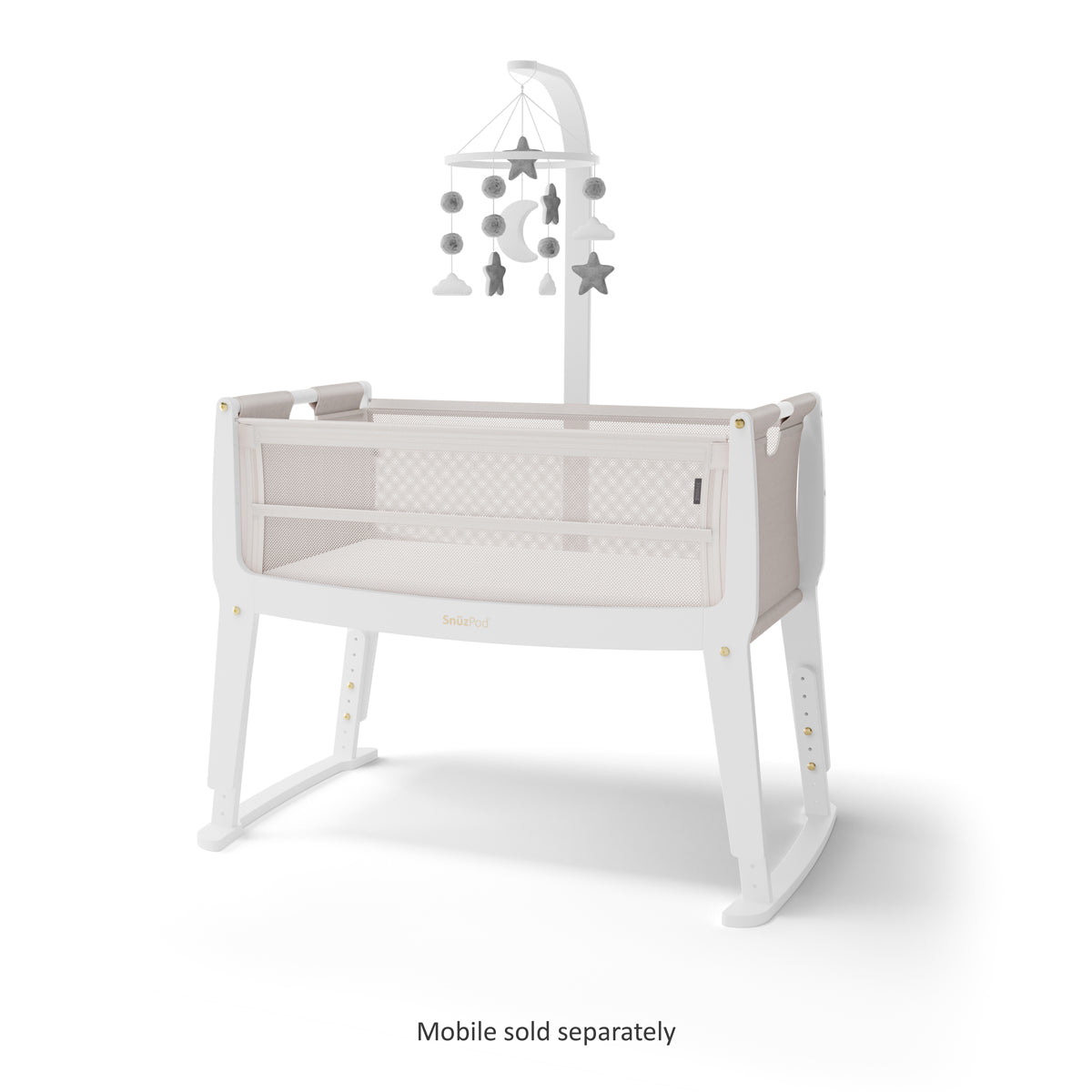 SnuzPod Studio Bedside Crib with mattress - Paris White