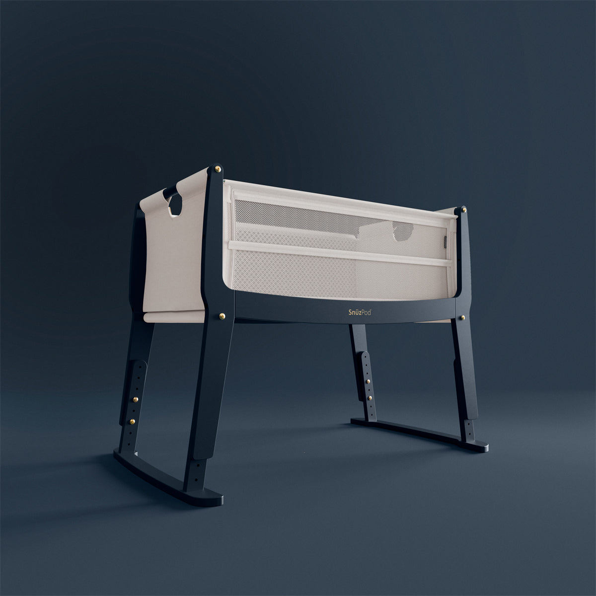 SnuzPod Studio Bedside Crib with mattress - London Navy