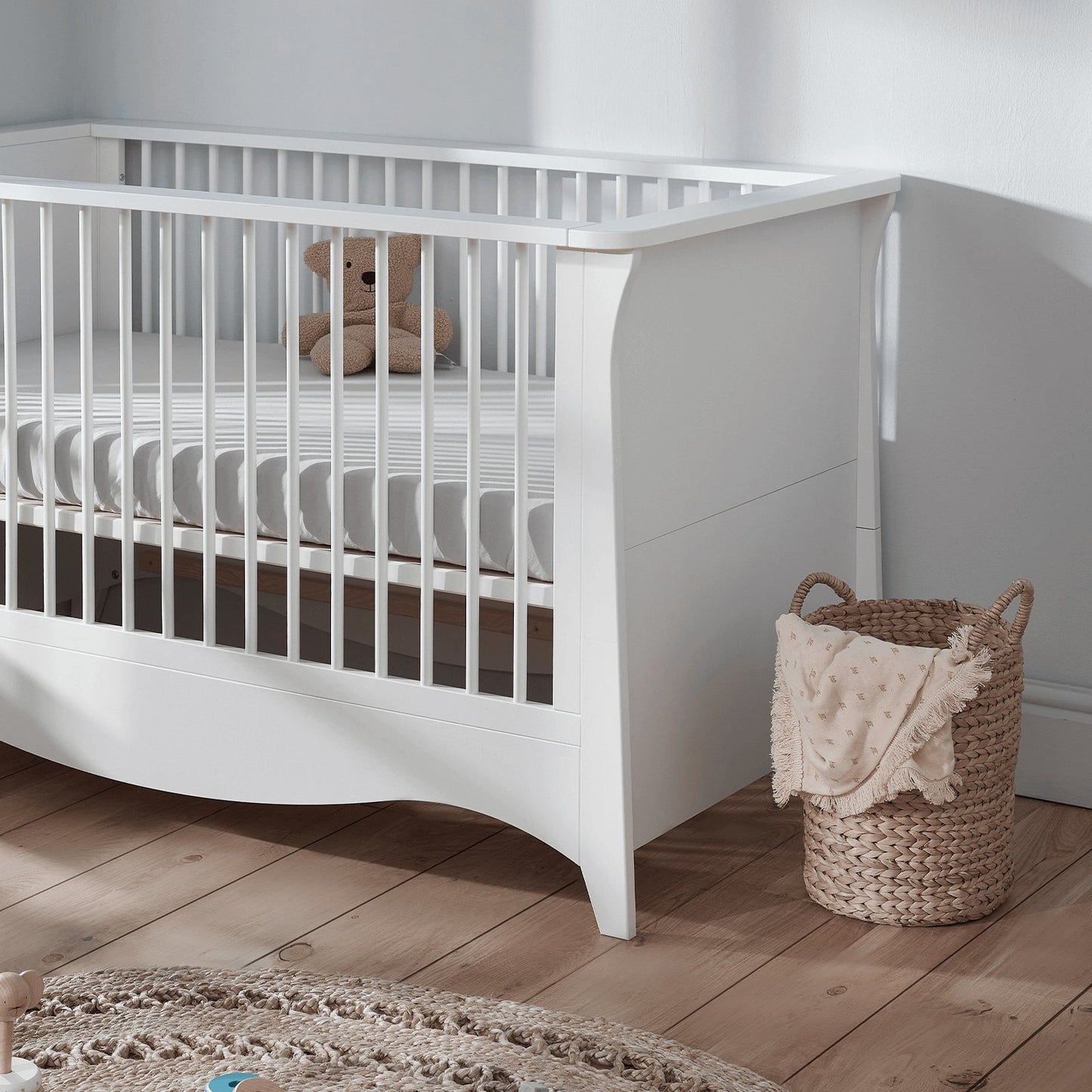 CuddleCo Clara 2pc Set 3 Drawer Dresser & Cot Bed  - White