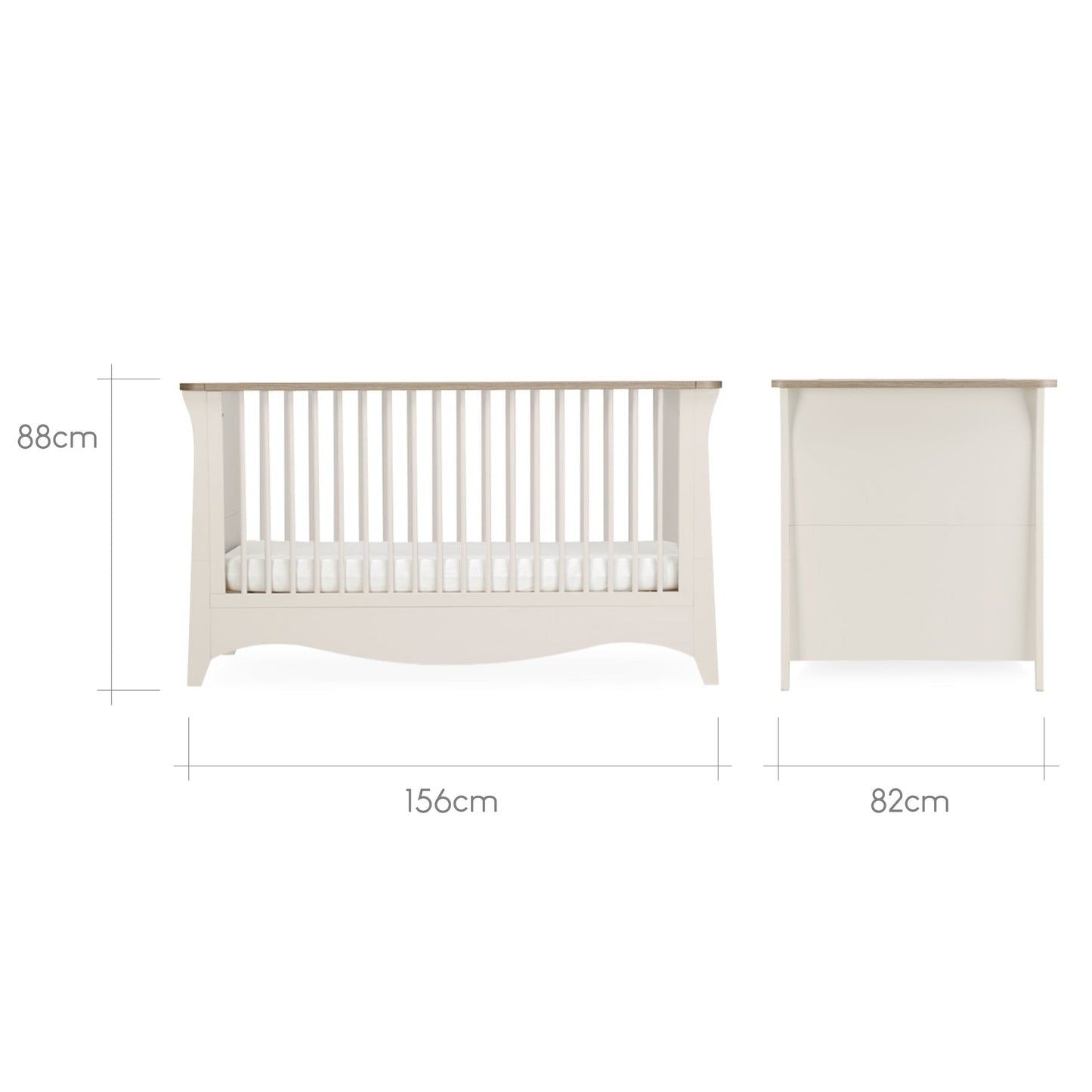 CuddleCo Clara 3pc Set 3 Drawer Dresser, Cot Bed & Wardrobe - Cashmere Ash