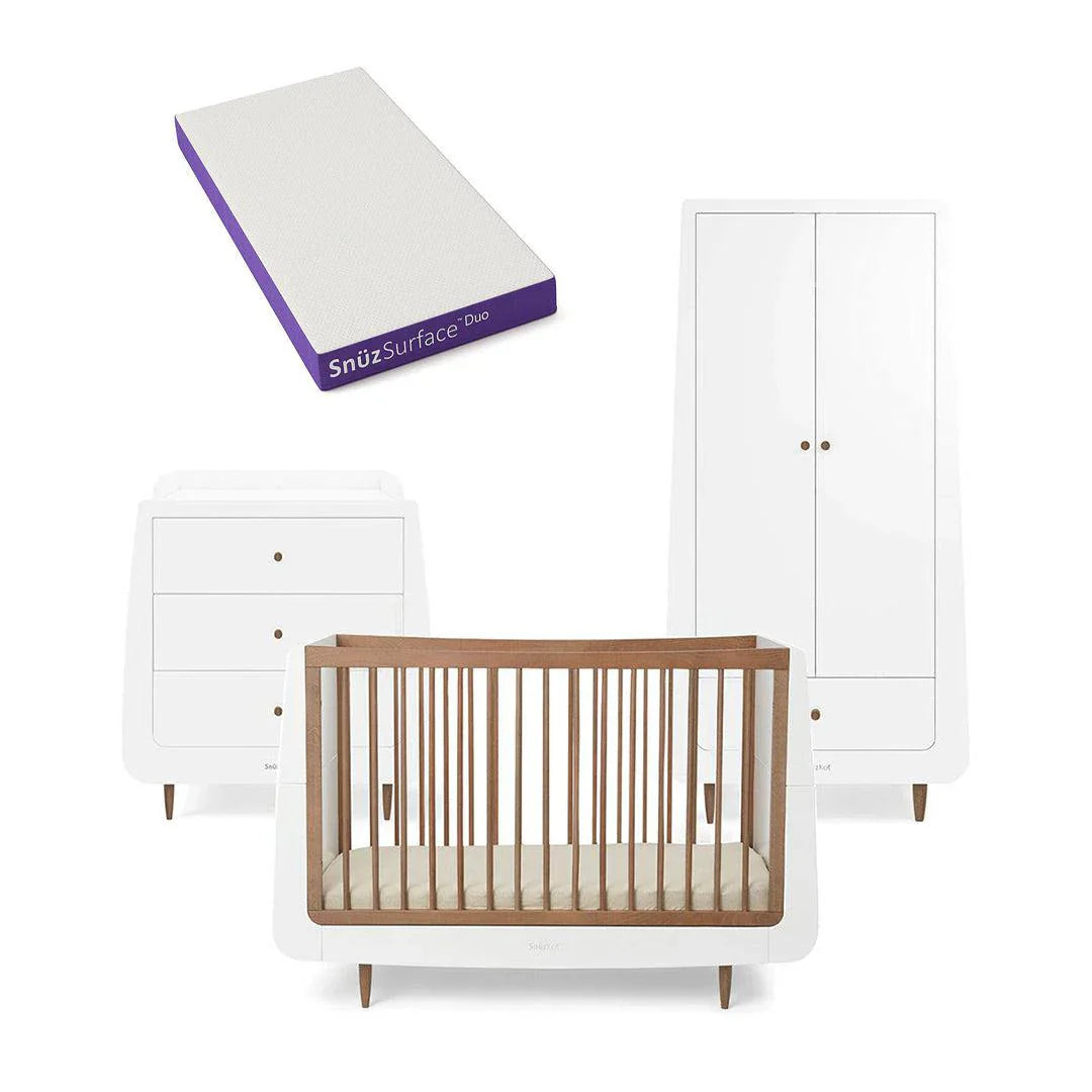 SnuzKot Skandi - The Natural Edit - 3 Piece Nursery Furniture Set - Walnut