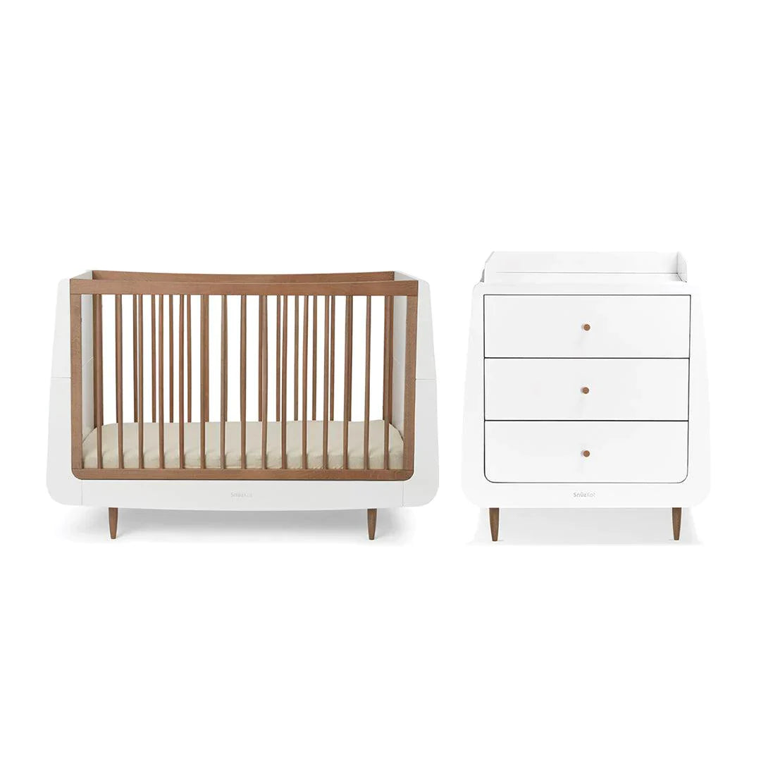 SnuzKot Skandi - The Natural Edit - 2 Piece Nursery Furniture Set - Walnut