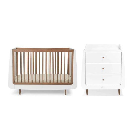 SnuzKot Skandi - The Natural Edit - 2 Piece Nursery Furniture Set - Walnut